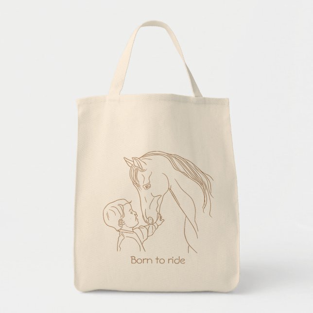  Born to Ride: Child & Horse Canvas Tote Bag (Front)