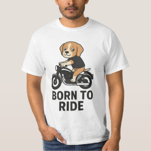"Born to Ride – Cute Beagle on Motorcycle Sticker T-Shirt