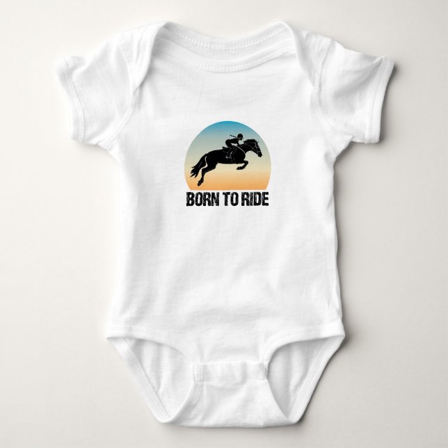 Born to Ride - Horseriding Girl Equestrian Baby Bodysuit (Front)