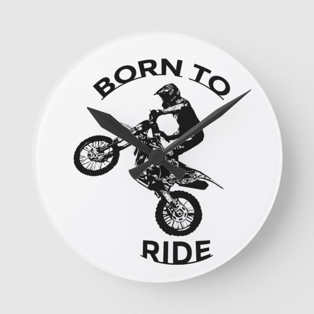 Born to Ride - Motocross Rider Acrylic Wall Clock (Front)