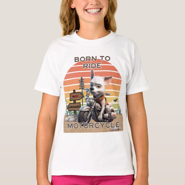 Born to Ride Motorcycle - Dog T-Shirt (Front)