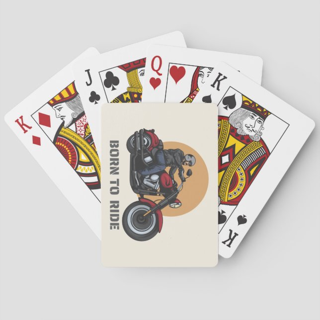 Born to Ride Motorcycle Rider on Bike Poker Cards (Back)