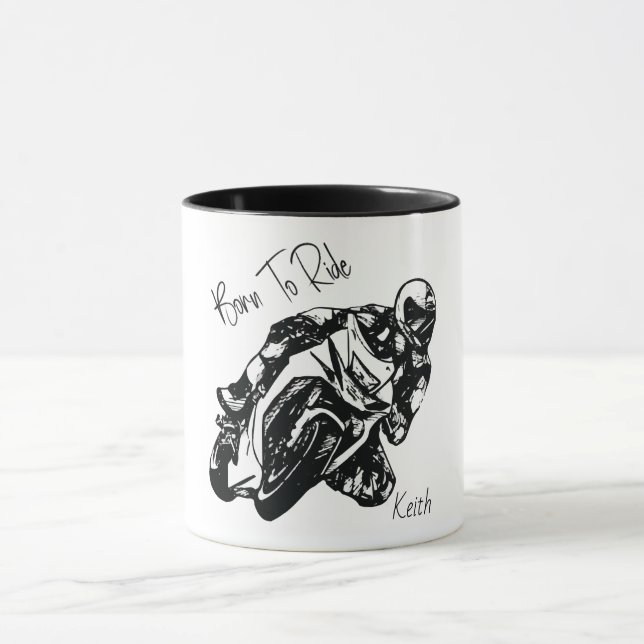 Born To Ride Personalized Name Mug (Center)