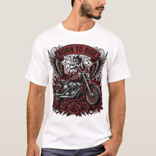 Born To Ride Vintage Biker Skull Motorcycle Graphi T-Shirt