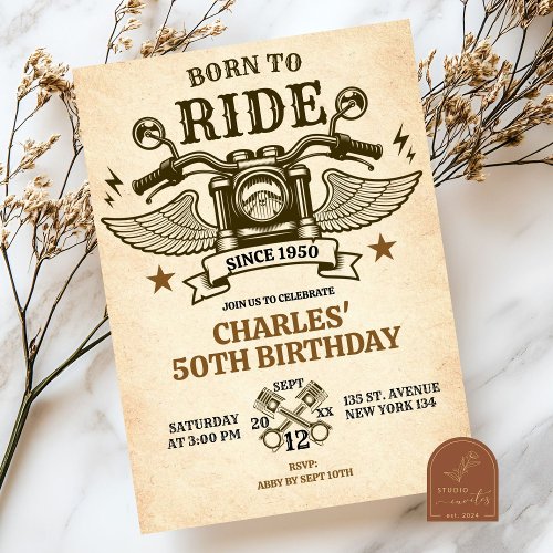 Born To Ride Vintage Motorbike 50th Birthday