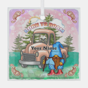 Born to Roam gnome Glass Ornament