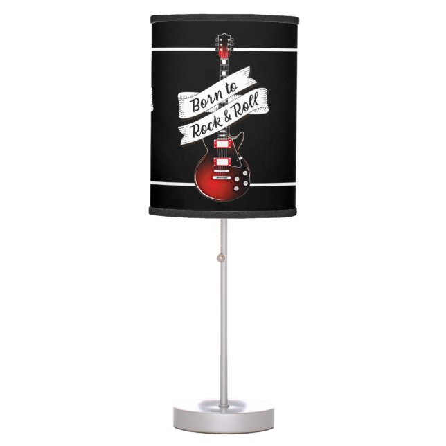 Born to Rock and Roll Guitar Rocker Musician Music Table Lamp (Front)