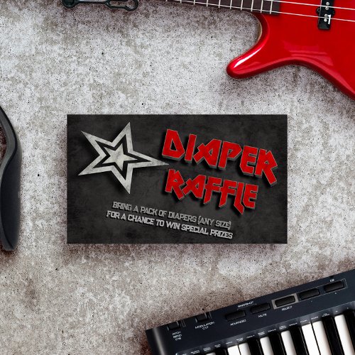 Born to Rock Baby Shower Diaper Raffle  Enclosure Card