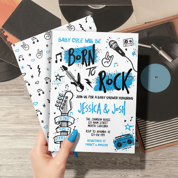 Born To Rock Boy Baby Shower Invitation by YourMainEvent at Zazzle