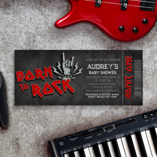 Born to Rock - Boy Baby Shower Ticket Invitation