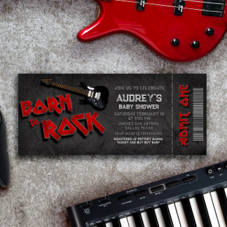 Born to Rock - Boy Baby Shower Ticket Invitation