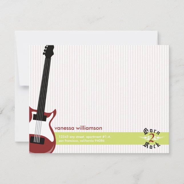 Born to Rock! Custom Flat Note Cards (red) (Front)