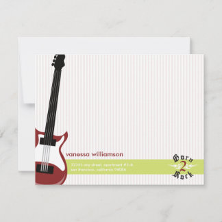 Born to Rock! Custom Flat Note Cards (red)