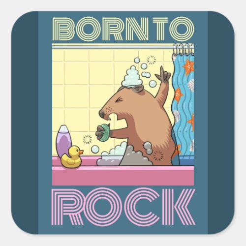 Born To Rock Editable Text Singing Groundhog Square Sticker