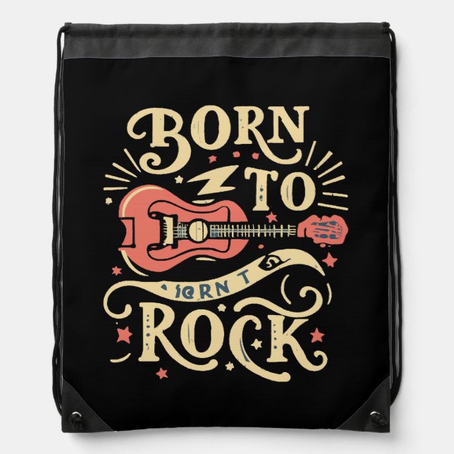 Born to Rock Electric Guitar Drawstring Bag (Front)