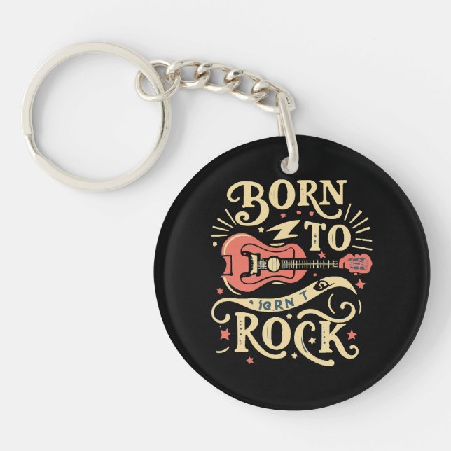 Born to Rock Electric Guitar Keychain (Front)