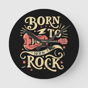 Born to Rock Electric Guitar Round Clock