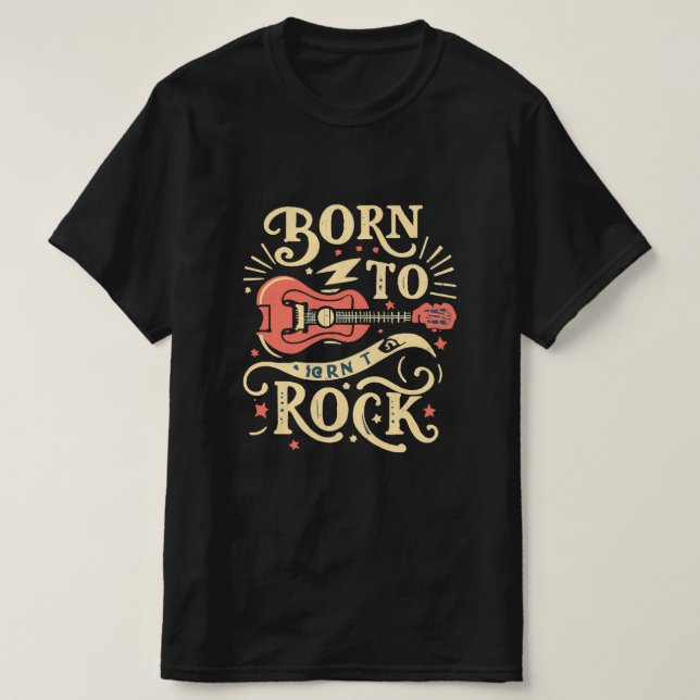 Born to Rock Electric Guitar T-Shirt (Design Front)