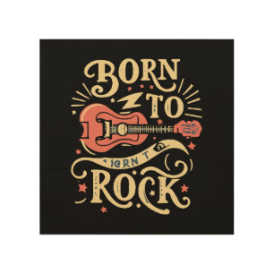 Born to Rock Electric Guitar Wood Wall Art