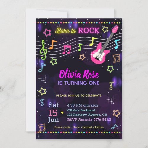 Born to Rock Glowing Invitation