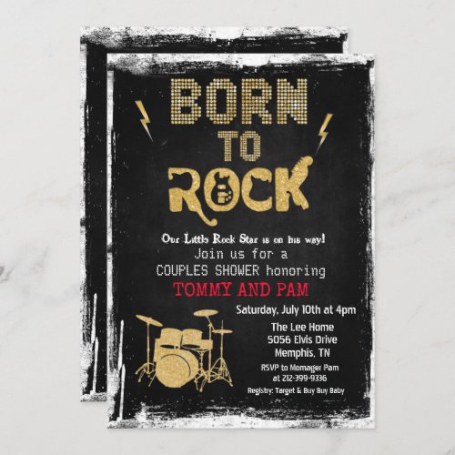 Born to Rock Rock Star Baby Shower Invitation