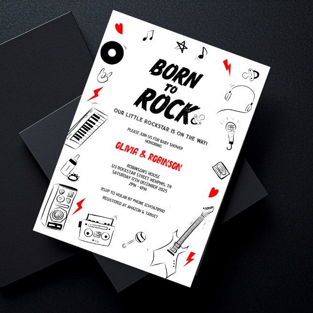 Born to Rock Rock Star Baby Shower Invitation (Creator Uploaded)