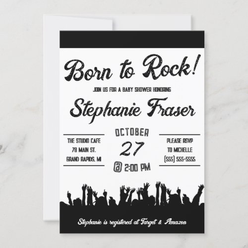 Born to Rock RocknRoll Concert Baby Shower Invitation