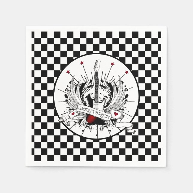 Born to Rock & Roll Guitar Rocker Metal Musician Napkins (Front)