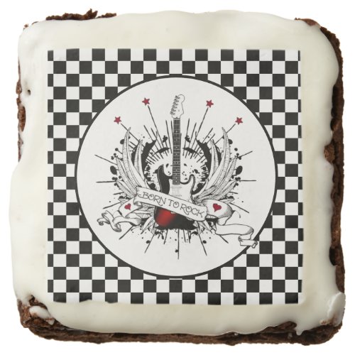 Born to Rock  Roll Guitar Rocker Musician Party Brownie