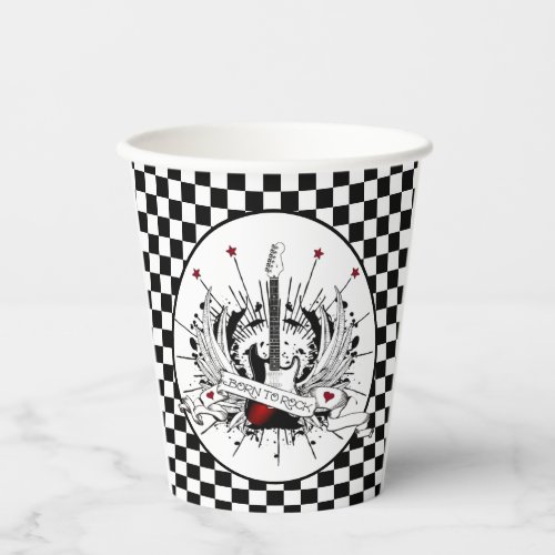 Born to Rock  Roll Guitar Rocker Musician Party Paper Cups