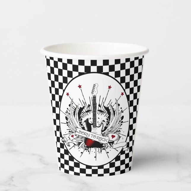 Born to Rock & Roll Guitar Rocker Musician Party Paper Cups (Front)