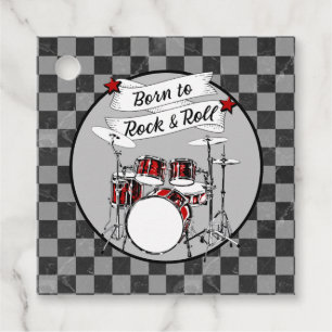Born to Rock & Roll Party Drum Kit Drummer Music Favor Tags