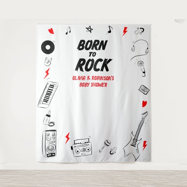 Born to Rock Star Baby Shower Photo Booth Backdrop (Front)