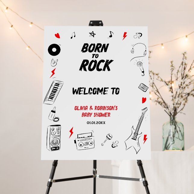 Born to Rock Star Baby Shower Welcome Sign (In Situ (Stand))