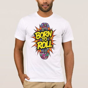 "Born to Roll" Skateboard Comic Explosion T-Shirt