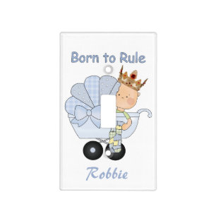 Born to Rule-Baby Boy in Golden Crown+Personalize Light Switch Cover