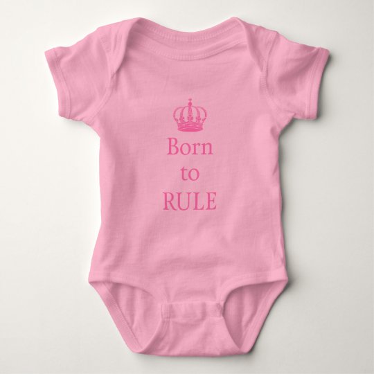 Born to rule, text design with pink crown for baby baby bodysuit
