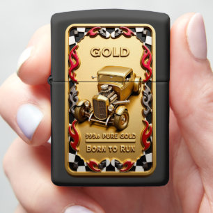 Born to Run Golden Hot Rod Zippo Lighter