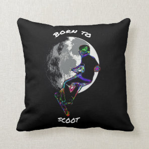 Born to Scoot- Scooter and Moon  Throw Pillow