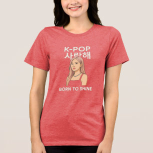 ✨ Born to Shine Minimalist K-Pop Star T-Shirt Tri-Blend Shirt