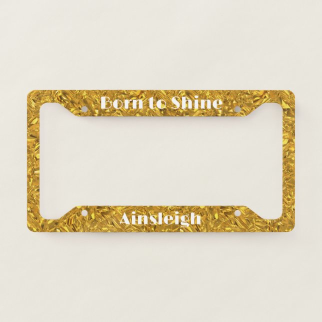 Born to Shine Personalized Citrine Birthstone License Plate Frame (Front)