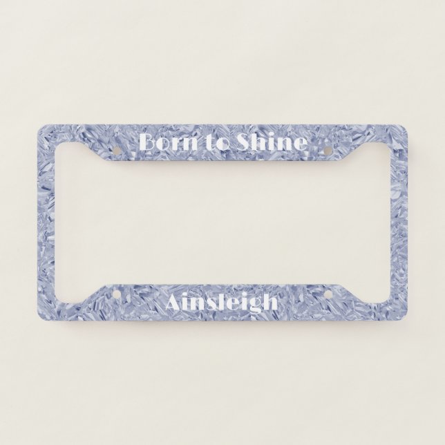 Born to Shine Personalized Diamond Birthstone License Plate Frame (Front)