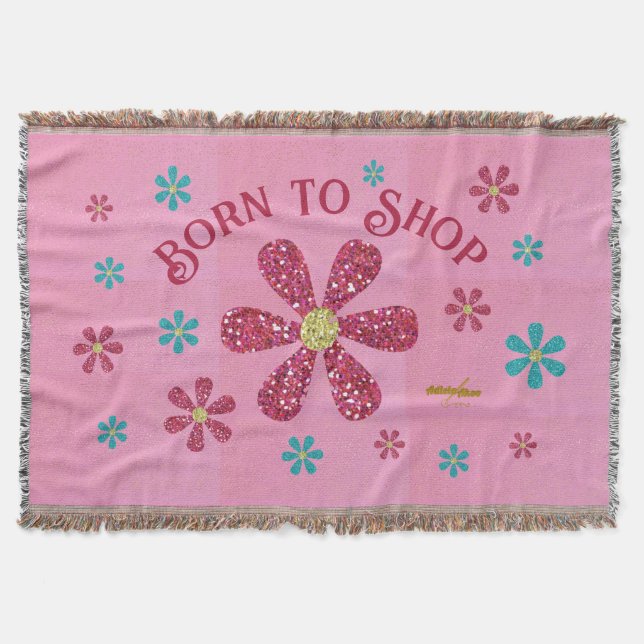 Born to Shop Decorative Throw Blanket (Front)