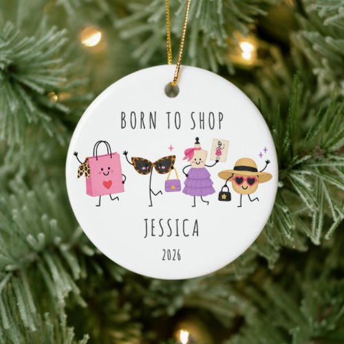Born to Shop Personalized Christmas Ornament