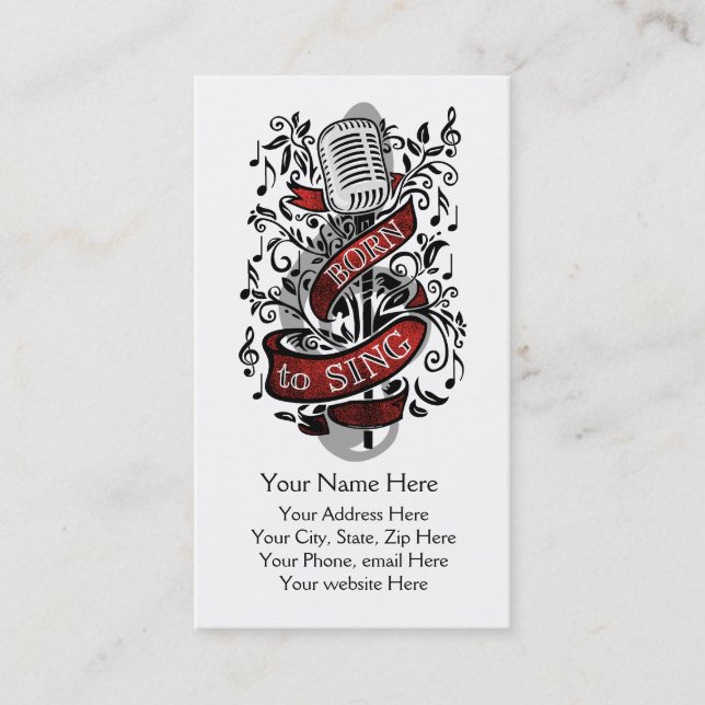 Born To Sing Business Cards (Front)