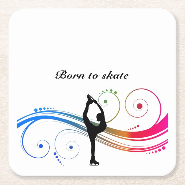 Born To Skate Girls Figure Skating Paper Coaster (Front)
