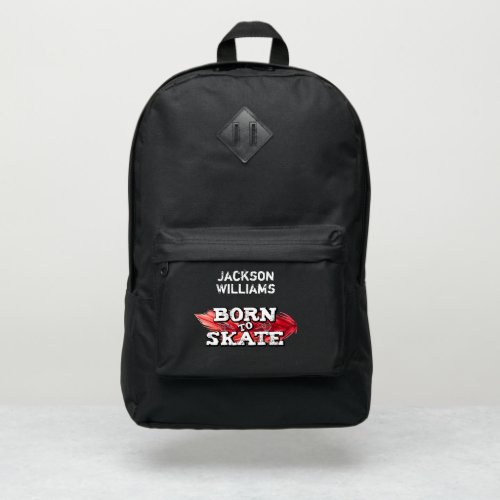 Born to skate graffiti wording w name red custom port authority backpack