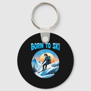 Born to ski funny skiing goggles mountain winter keychain