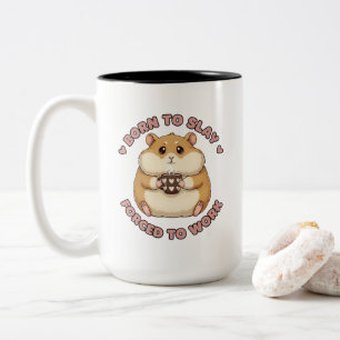 Born To Slay Hamster Sassy Cute Gift for Coworker Two-Tone Coffee Mug