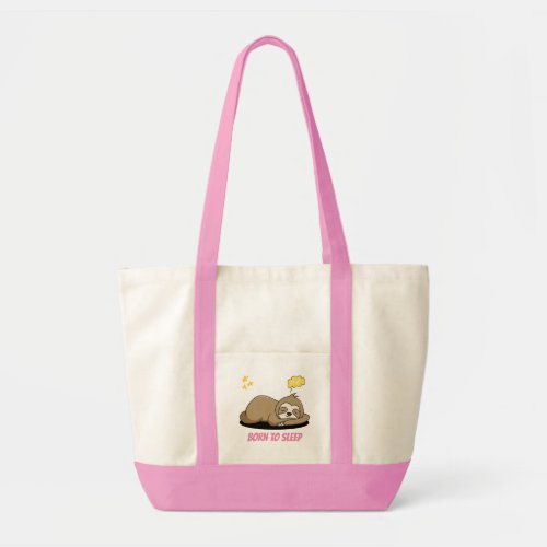 Born To Sleep  Girls Cute Sleeping Sloth Animal Tote Bag